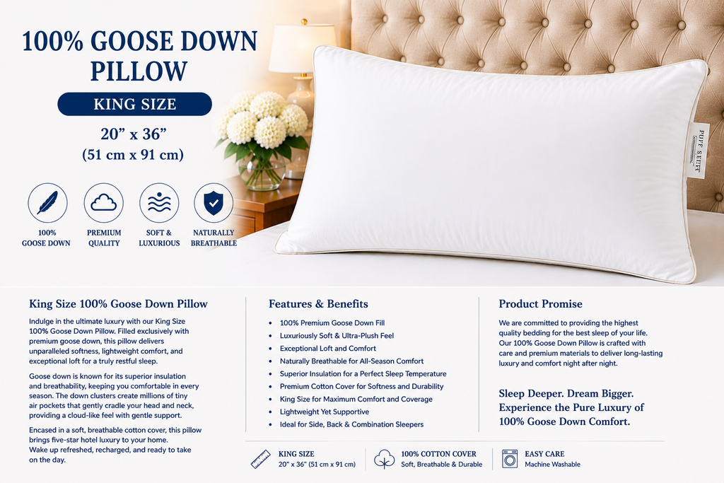 King Size 100% Goose Down Pillows