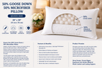 Luxury 50% Goose Down Queen Pillow