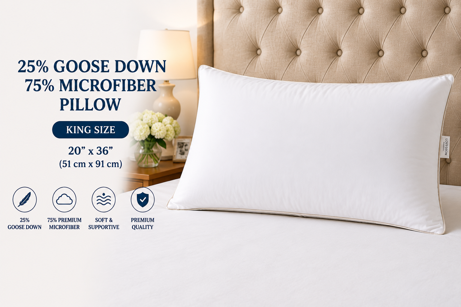 King Size 25% Goose Down Pillows