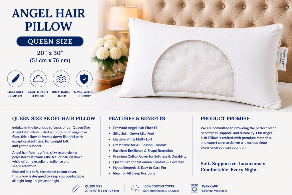 Angel Hair Fiber Queen Pillow — Down-Like Softness