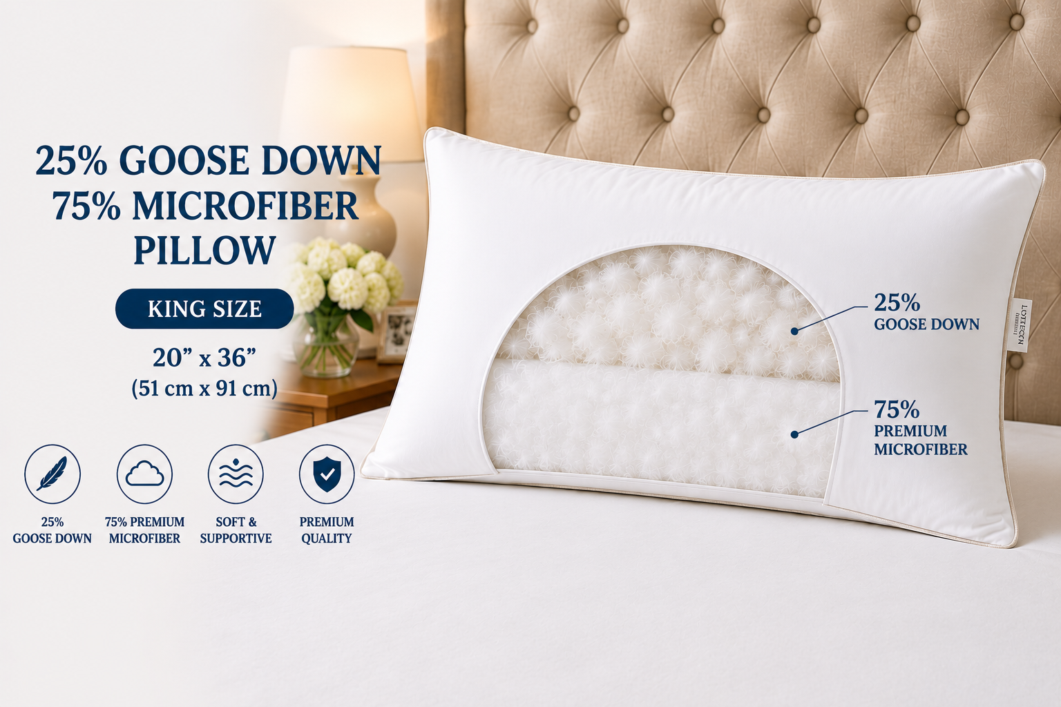 King Size 25% Goose Down Pillows