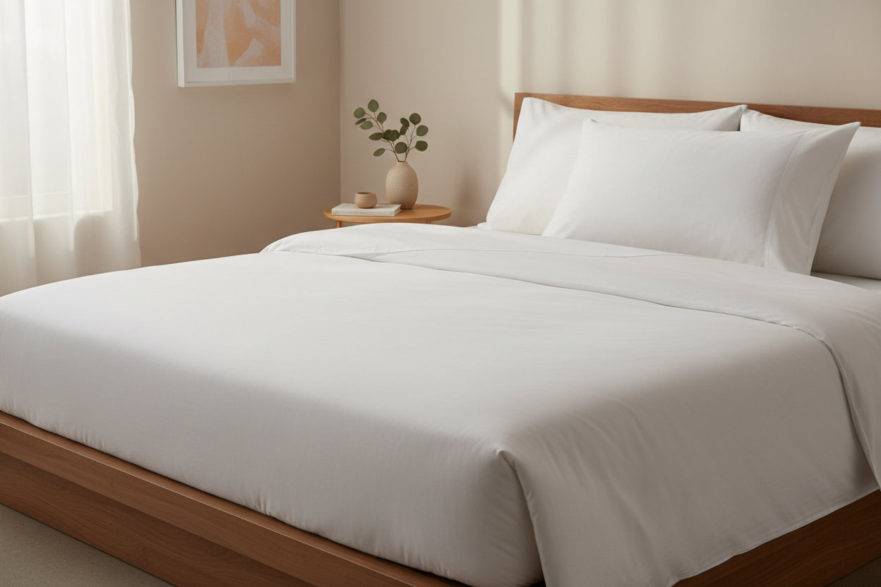 Luxury 100% duck down king pillow on a beautifully made king bed
