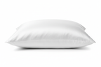 Close-up of plush angel hair fiber king pillow with silky white cotton cover