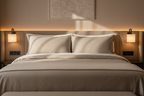 Pair of luxury goose down blend king pillows on a king bed