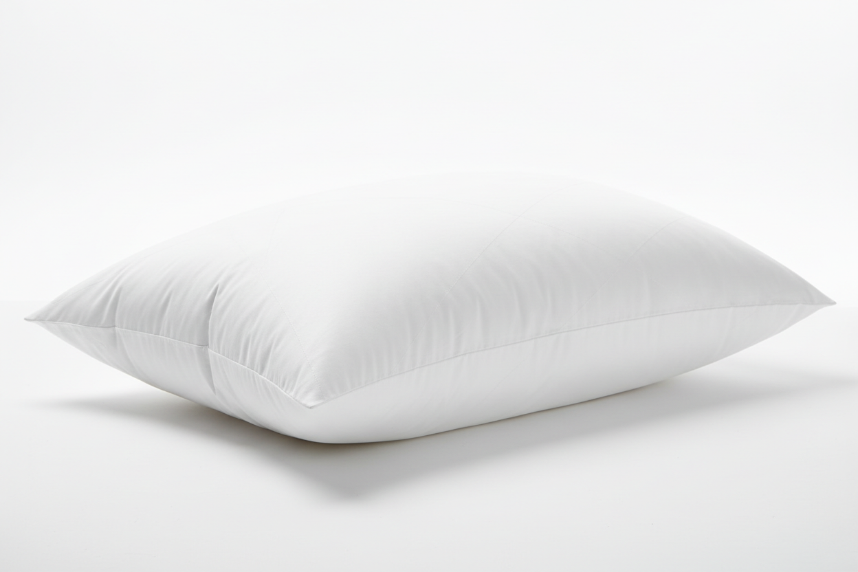 Close-up of plush goose down microfiber blend queen pillow