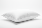 Close-up of soft goose down microfiber queen pillow with white cotton cover
