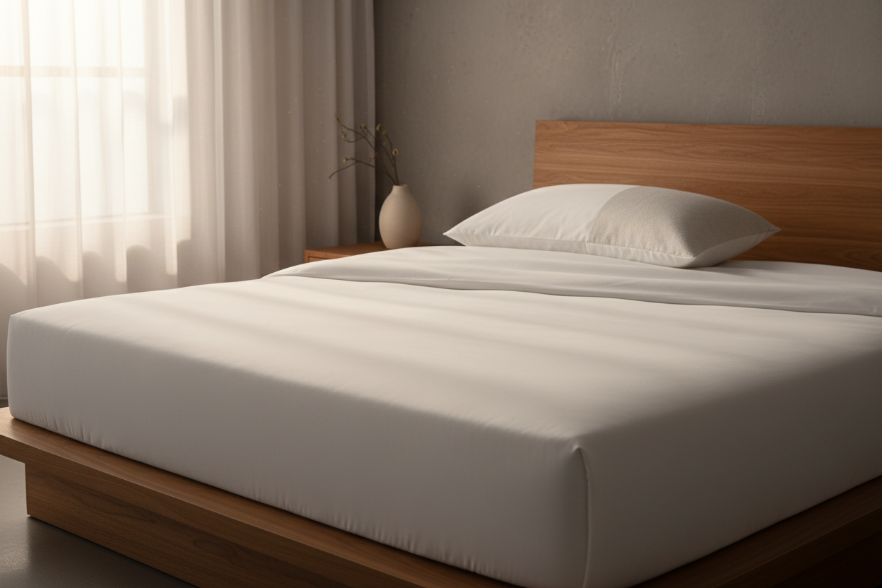 Duck down microfiber blend queen pillow on a neatly made bed